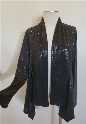 Mid-cut long sleeve jacket - black sequins - polyester/spandex