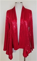 Mid-cut long sleeve jacket - red sequins - polyester/spandex