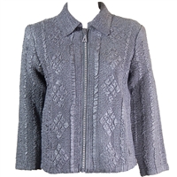 Long sleeve jacket with rhinestone zipper - charcoal
