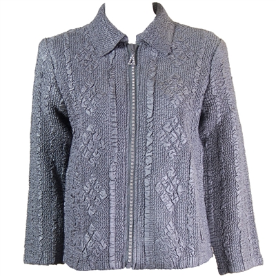 Long sleeve jacket with rhinestone zipper - charcoal