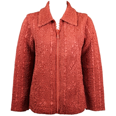 Long sleeve jacket with rhinestone zipper - cinnamon