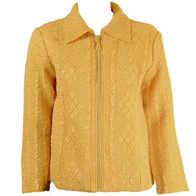 Long sleeve jacket with rhinestone zipper - gold