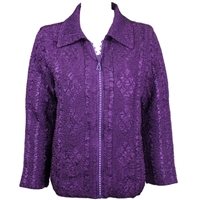 Long sleeve jacket with rhinestone zipper - iris