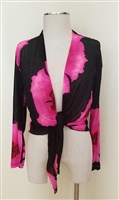 long sleeve shrug- pink big flower - polyester/spandex