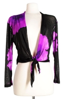 long sleeve shrug- purple big flower - polyester/spandex