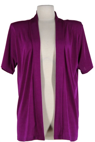 slinky short sleeve jacket - purple - polyester/spandex