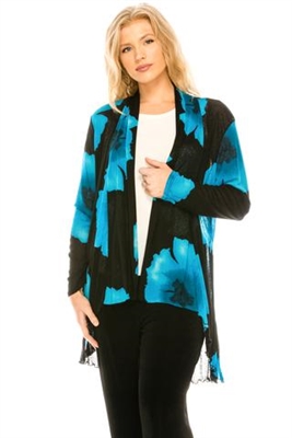 Vegas jacket - blue big flower - polyester/spandex