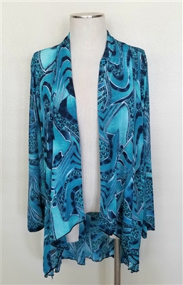 Vegas jacket - aqua animal - polyester/spandex