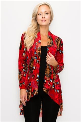 Vegas jacket - red velvet burnout - polyester/spandex