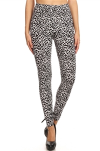 Leggings - black/white animal - polyester/spandex