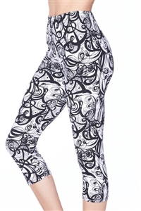 Capri leggings -  black/white lucid painting print