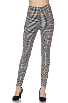 Leggings -  Glen Plaid Mustard Check Print