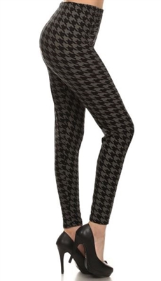 Leggings - black/grey houndstooth - polyester/spandex