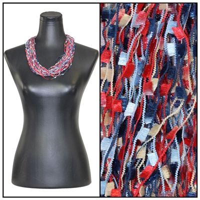 Confetti Necklace with Magnetic Clasp - Navy/Red/Beige