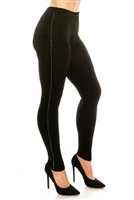 Slim pants with rhinestones - black - acetate/spandex