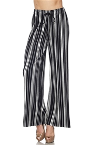 Pleated palazzo pants - black/white stripe