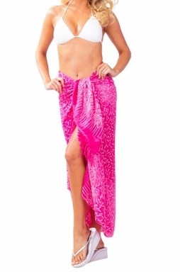 Sarong - Hot Pink Floral Sarong - Rayon