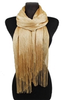 Long glitter scarf with fringe - gold