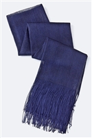 Long glitter scarf with fringe - navy