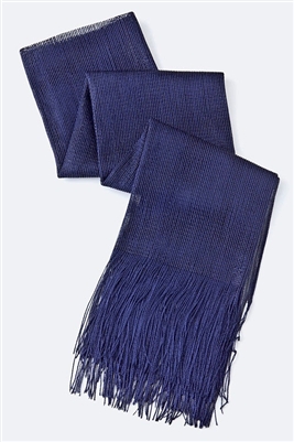 Long glitter scarf with fringe - navy