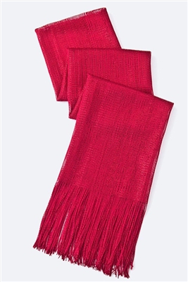 Long glitter scarf with fringe - red