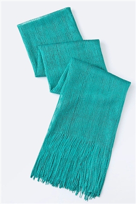 Long glitter scarf with fringe - teal