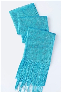Long glitter scarf with fringe - turquoise