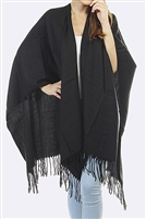 Basic fringed shawl - black