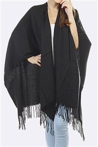 Basic fringed shawl - black