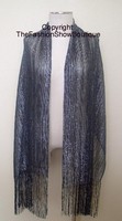 Long shawl with fringe - black/silver