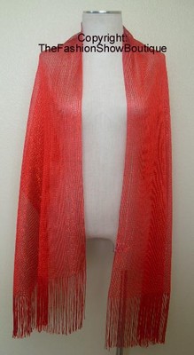 Long shawl with fringe - red
