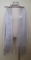 Long shawl with fringe - silver