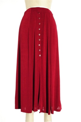 Button skirt - burgundy - polyester/spandex