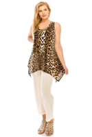 Two point tank top - brown leopard - polyester/spandex