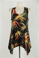 Two point tank top - black with colorful leaves - polyester/spandex