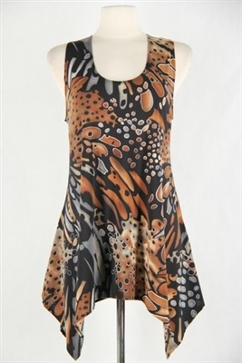 Two point tank top - brown/grey animal  - polyester/spandex