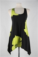 Two point tank top - green big flower - polyester/spandex