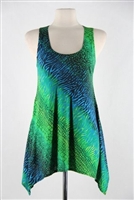 Two point tank top - green tie dye  - polyester/spandex