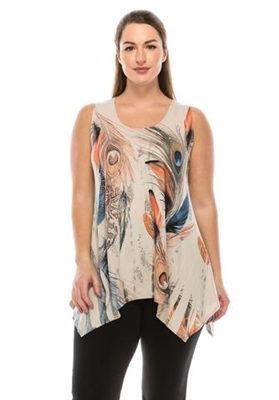 Two point tank top - sand - feathers with stones - polyester/spandex