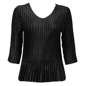 3/4 sleeve pleat top - black