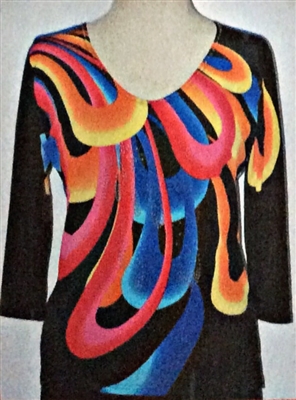 3/4 sleeve top with rhinestones - vibrant curves