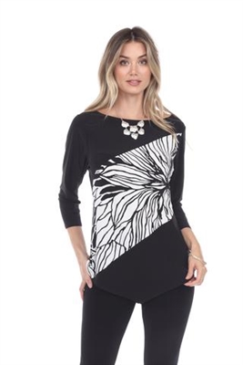 Asymmetrical top - black/white - polyester/spandex