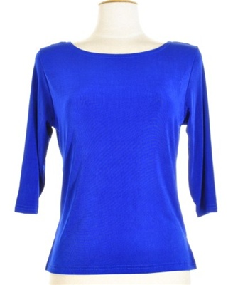 3/4 sleeve top - royal blue - acetate/spandex