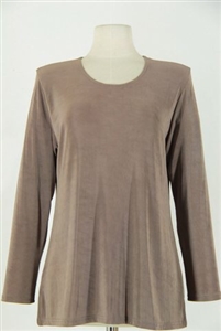 Long sleeve top - taupe - acetate/spandex
