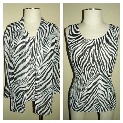 2 piece tank top & blouse - black/white zebra