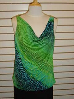 Cowl neck tank top - green tie dye - polyester/spandex