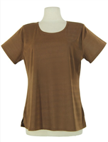 Short sleeve top - brown - polyester/spandex