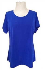 Short sleeve top - royal blue - polyester/spandex