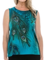 Tank top - jade - feathers with stones - polyester/spandex