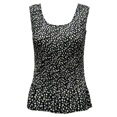 Tank top - popcorn pleats - georgette polka dot black white